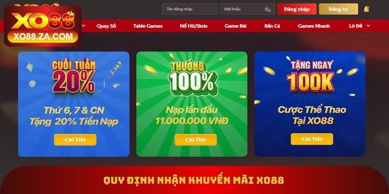 Quy định nhận khuyến mãi xo88